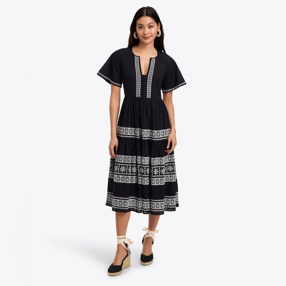 Draper James Carlene Dress - Cotton Embroidered Midi Dress